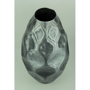 Jarrón de Metal Moderno Contemporáneo, Diseño Abstracto en Relieve, Color Gris Oscuro, Jarrón Alto para Flores - Product Image 3