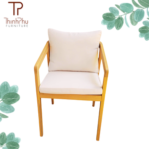 Chaise de plage en bois ThinhPhu, dossier solide, mobilier d'extérieur, fauteuil confortable avec coussin, design contemporain, pliable, Oxford, pour hôtel - Product Image 4