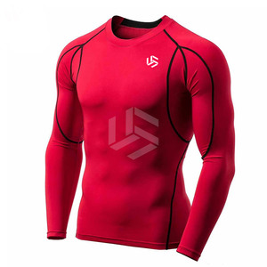 High Quality <b>Men's</b> <b>Compression</b> <b>Shirts</b> Custom Made with Knitted Fabric Breathable Anti-UV Quick Dry Best Selling OEM Service - Product Image 3