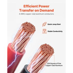 Cavi di avviamento per auto da 20 piedi, calibro 4, per impieghi gravosi, per avviamento di emergenza di batterie deboli o scariche, strumenti per batterie auto - Product Image 3