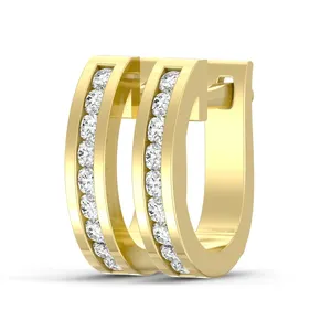 Pendientes de Aro de Oro Amarillo de 14K con Diamantes Cultivados en Laboratorio, Regalo para Mujer - Product Image 1
