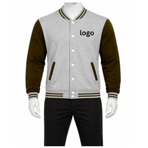 Wholesale French Terry Men's Stand Collar Varsity <b>Jacket</b> Plus Size Solid Color Embroidered Wool Liner Waterproof custom logo - Product Image 6