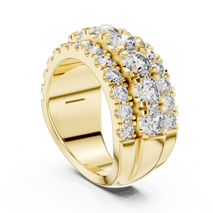 Anillo de Eternidad de Lujo con Diamantes Pavé en Varias Filas en Oro Amarillo de 14K |   Anillo de boda ancho y llamativo |   Joyería Fina al por Mayor OEM ODM - Product Image 5