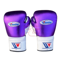 Juego de Guantes de Boxeo Winning, de Cuero Vacuno, con Cordones, Dedos Completos, Ligeros, Transpirables, que Absorben la Humedad, con Correa Ajustable para la Muñeca