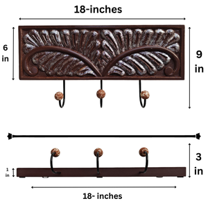 Smart Art Wood Carving Brown Painted <b>Wall</b> Hangings <b>Key</b> Hanger 3 <b>Hooks</b> Designed Wooden <b>Wall</b> Decor Clothing Hanger Engineered Wood - Product Image 6
