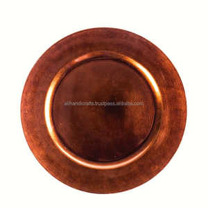 Assiette de service en cuivre pur martelé à la main, artisanale, moderne et écologique, pour la décoration de table - Product Image 2