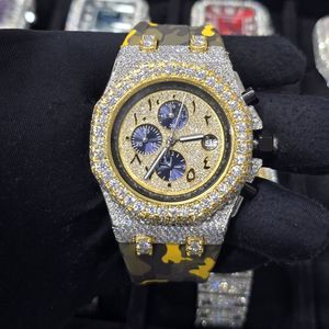 Reloj de Lujo Antiguo de Dos Tonos con Diamantes Redondos, Cuarzo Analógico, para Hombre, Acero Inoxidable, Cristal de Zafiro, 41MM - Product Image 1