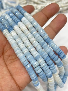 Cuentas de Piedras Preciosas de Alta Calidad para la Elaboración de Joyería, 17 Pulgadas, Ópalo Azul Natural Facetado, Forma de Neumático Heishi, Tamaño 7-8 mm - Product Image 2