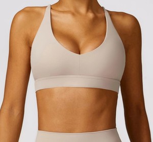 Soutien-gorge de yoga personnalisé pour femme, dos nu, séchage rapide, haute intensité, respirant, compression, couleur unie, pour la course et l'entraînement - Product Image 1