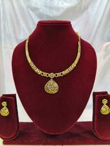 Women's Brass 18K Gold Plated Lock Design Necklace <b>Set</b> Traditional Wedding Engagement Anniversary Party Trendy - Product Image 4