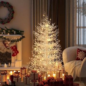 4FT Pre-Lit Aspen Fir Christmas <b>Tree</b> Hinged Xmas <b>Tree</b> 280 Snow Flocked Branch Tips 230 Warm White <b>LED</b> Lights for Holiday - Product Image 3