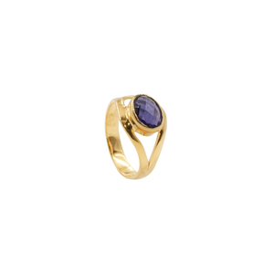 Amethyst <b>Ring</b> 6x8mm Oval Checker Cut Handmade Gold Plated Gemstone <b>Ring</b>, Purple <b>Statement</b> <b>Ring</b>, February Birthstone Boho Jewelry - Product Image 1