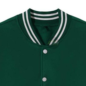 Veste de baseball pour homme, style varsity, bicolore vert et blanc, avec boutons pression, col côtelé, poches, veste sportive, veste varsity personnalisée - Product Image 3