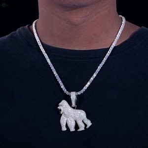 Pendentif Ours Personnalisé Sertie de Diamants de Laboratoire, Breloque Animale Hip Hop en Argent Sterling 925, Fabricant Grossiste - Product Image 5