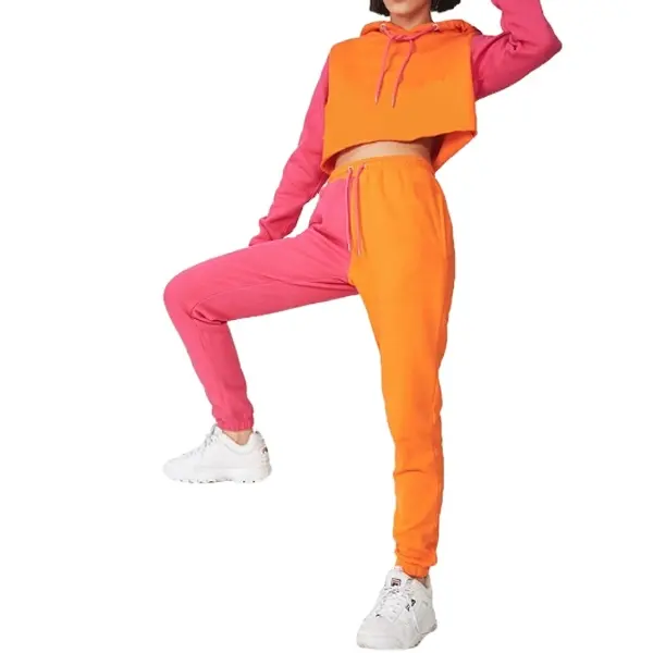Set Pakaian Wanita Desain Baru 2022 OEM Setelan Baju Olahraga Logo Kustom Celana Santai dan Hoodie Set 2 Potong