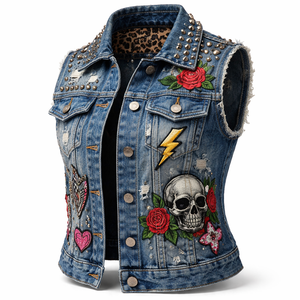 Chaleco Vaquero con Tachuelas Personalizado al por Mayor para Mujer - Pedidos al por Mayor de Calidad Premium, Suministro de Fabricante OEM - Product Image 3