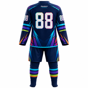 Ensemble d'uniformes de hockey sur glace personnalisés par sublimation, maillot de hockey sur glace professionnel respirant avec short et chaussettes pour hommes et enfants - Product Image 2