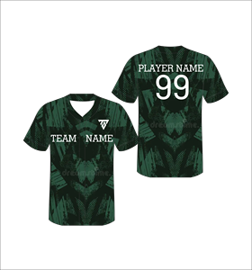 เสื้อเบสบอลสีเขียวแบบซับลิเมชั่นสั่งทำพิเศษ คอวี แขนสั้น สำหรับผู้ใหญ่ 男女  ซับเหงื่อได้ดี ใช้ได้ทุกฤดู ลายพิมพ์เรขาคณิต - Product Image 1