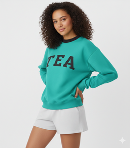 Sudadera de Cuello Alto para Mujer, Estampado de Montaña Azul, Corte Regular, Manga Larga, Informal, de Punto, de Algodón, para Otoño - Product Image 4