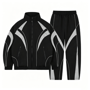 Ensemble de survêtement streetwear 100 % polyester respirant pour le sport en extérieur, ensembles de vêtements de sport décontractés coupe-vent avec logo personnalisé - Product Image 6