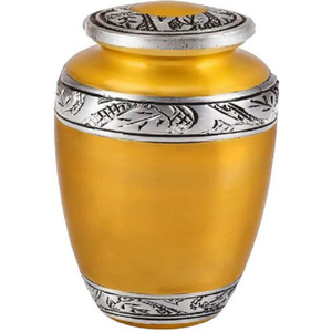 Urna Funeraria Amarilla Eternal Harmony, Urna Conmemorativa Grande Hecha a Mano para Cenizas Humanas, Acabado Elegante, Bolsa de Terciopelo - Product Image 1