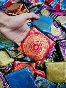 Banarasi Silk Potli Pouches Traditional Rajasthani Handcrafted Paisley Brocade Batwa Bag Makeup Coin Purse Zippered Clutches - Product Image 4