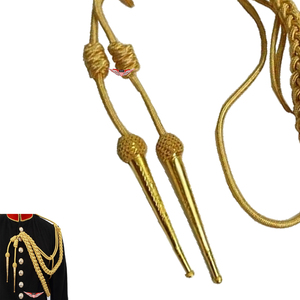 Aiguillette Trenzada Dorada, Aiguillette Metálica para Hombro, Aiguillette de Hilo Dorado, Cordón de Hilo Dorado - Product Image 3