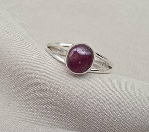 Anillo de rubí natural, plata de ley 925, rubí ovalado cabujón, joyería hecha a mano, talla 7US - Product Image 2