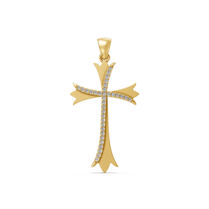 Pendentif Croix en Or Blanc 10K avec Diamant de Laboratoire Certifié IGI 0.16 CTW Taille Brillant Plaqué Rhodium Religieux Élégant et Raffiné - Product Image 3
