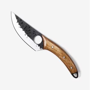 Couteau de chasse EDC forgé à la main, couteau à lame fixe personnalisé avec poignée à trou pour le pouce et manche en bois, couteau compact pour la survie en plein air - Product Image 6
