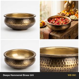 Cuenco Urli de Latón Antiguo Hecho a Mano de 24 cm, Martillado y Forjado, para Decoración del Hogar, Hoteles, Bodas o como Regalo de Mesa, India - Product Image 6