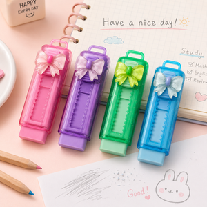 Cute Bowknot Push-Pull Pencil Eraser <b>Set</b> for Kids | Creative Retractable Slide Eraser Wipe Traces Crumbs Rubber School Students - Product Image 5