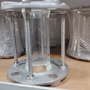 Mirilla de visualización de flujo de vidrio tubular para tuberías de acero al carbono/inoxidable con conexión de brida - Product Image 1