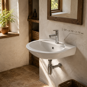 Lavabo de Pared de Cerámica Moderno Oasis, Fácil de Limpiar, 5 Años de Garantía, para Escuelas, Gimnasios, Baños, Villas, Hoteles, Hospitales - Product Image 6