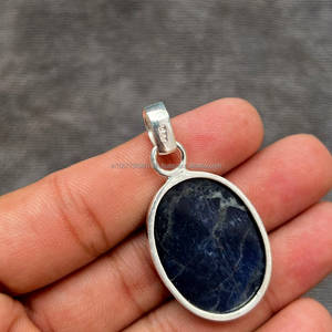 Pendentif en pierres précieuses véritables Bijoux faits main Pendentif en argent sterling 925 Bijoux en sodalite naturelle Pendentif vintage Cadeau pour elle - Product Image 2