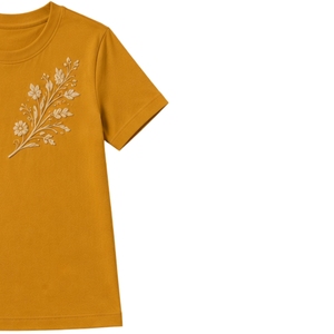 เสื้อยืดคอกลมผ้าฝ้ายปักลายดอกไม้สีขาวสำหรับผู้หญิง แบรนด์มัสตาร์ด แขนสั้น สไตล์ลำลอง รับผลิตตามแบบ OEM คุณภาพพรีเมียม แฟชั่นฤดูร้อน - Product Image 4