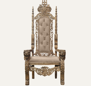 Chaise Trône en Bois d'Acajou Massif Sculptée à la Main, Design Royal, Durable, pour Salon et Appartement - Product Image 2