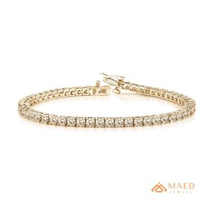 Bracelet tennis en moissanite à 4 griffes plaqué or 18 carats, coupe ronde, pour femme, bijou de luxe, cadeau élégant - Product Image 1