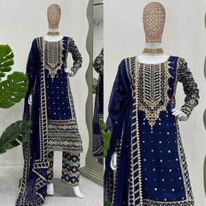 Magnifique Salwar Kameez Traditionnel pour Fête et Mariage, Ensemble Haut-Bas-Dupatta, Broderie de Fil et de Paillettes, Luxe en Faux Georgette, Style Ethnique - Product Image 2