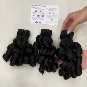 ผมแท้แบบรีมี่ อบไอน้ำ ขายดีที่สุด แบบมัดเป็นช่อ ลอนเด้ง สีดำสนิท จากโรงงานเวียดนาม - Product Image 1