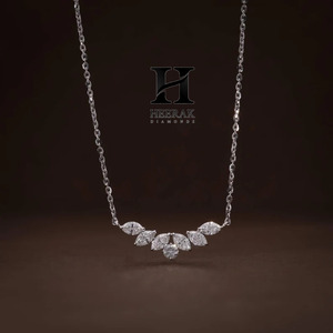 Custom Marquise Cut Moissanite Diamond Pendant 925 Sterling Silver Leaf Cluster <b>Necklace</b> 18K Gold Lab Grown Diamond Jewelry - Product Image 6