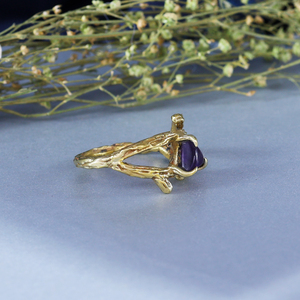 Bague Trillion Amethyst Branch en laiton plaqué or - Product Image 3