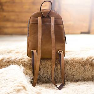 Western <b>Tooled</b> Genuine Leather <b>Backpack</b> for Women | Handmade Floral Embossed Cowhide School Travel <b>Bag</b> - Product Image 3