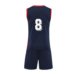 Ensemble de maillots de volley-ball unisexe sans manches, col en V, évacuation de l'humidité, bleu marine, rouge, blanc, numéro 8, impression sublimée, vêtements de sport pour adultes - Product Image 4
