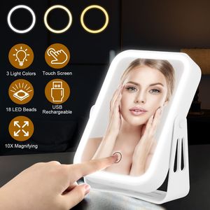 "10X <b>Magnifying</b> LED Makeup Mirror Double Sided 3 <b>Light</b> Modes Smart Touch Sensor USB Rechargeable Abs+Glass Finishing" - Product Image 5