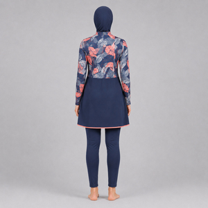 High Quality Women Floral Print Burkinis High Neck Long Sleeve Full Coverage Swimwear With Asymmetric Design Swim <b>Burkini</b> Set - Product Image 6