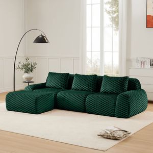 Divano componibile moderno a L in tessuto flanella, 3 posti, senza struttura, con seduta profonda, per soggiorno - Product Image 1