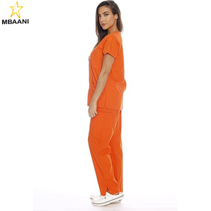 Ensemble d'uniformes médicaux pour femmes : Blouse de travail à col en V classique et pantalon de jogging style yoga - Product Image 2