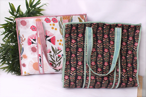 Bolso Tote Acolchado con Estampado de Pavo Real, Bolso Tote de Algodón Hecho a Mano, Bolso de Hombro con Estampado Indio, Bolso de Compras Floral, Bolso Tote Boho para Viaje - Product Image 5