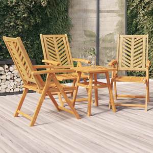 Solid Wood <b>Folding</b> Bistro Set, <b>Reclining</b> <b>Chairs</b> with Chevron Slat Back and Square Table - Product Image 2